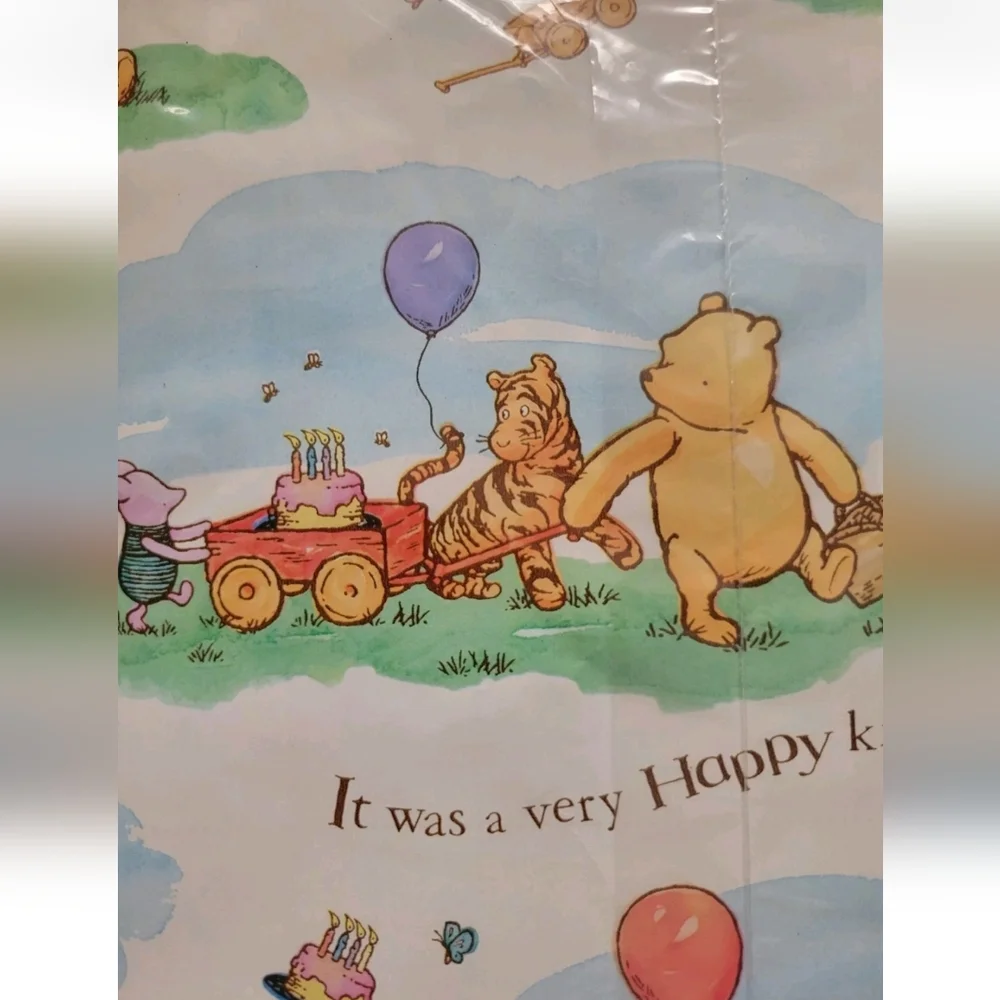 NEW Vintage Hallmark Classic Pooh It Was A Happy Day Gift Wrapping Paper USA